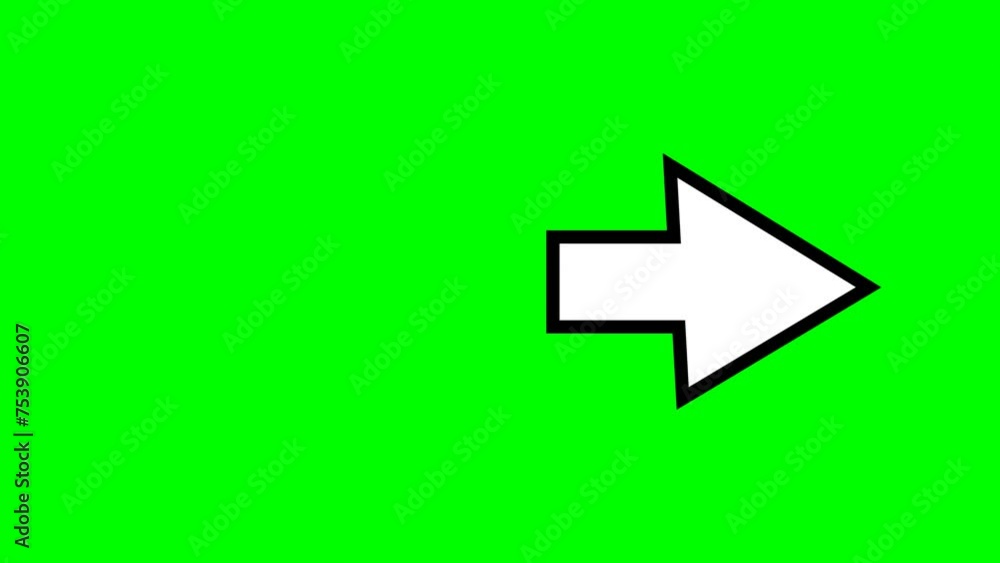 Poster animation of arrow to the right motion graphics on green background.