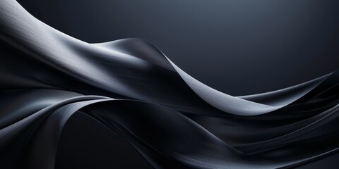 A black and white image of a long, flowing piece of fabric with a silver sheen