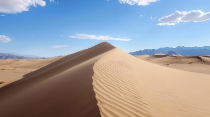 Fototapeta na wymiar sand dunes in the desert, blue sky 