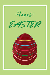 Happy Easter vertical banner poster greeting card Design for typography Red egg Green background Minimal style Invitation template International Celebration Design Simple template Spring concept