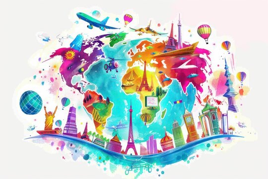 colorful world with many objects around it