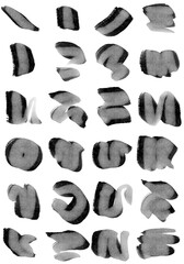 Bold black doodle clouds grey pencil alcohol inks watercolour hand drawn illustration shapes abstract high quality line contour strokes stamp curve white isolated