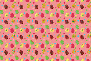 Seamless vector pattern Easter Eggs ornament Endless texture for spring design decoration print fabric greeting cards posters invitations advertisement Pink background Wrapping paper