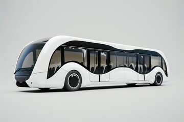 white bus with black design on it