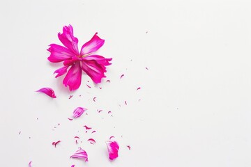 pink flower in free motion isolated on white background