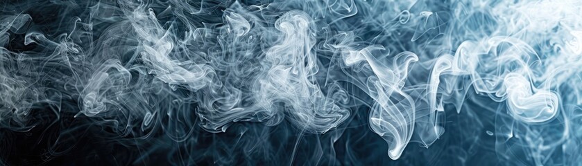 Abstract swirling smoke pattern on a dark blue background