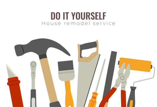 Do it yourself. House remodel tools.Home repair service 