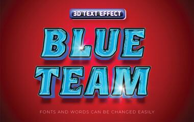 Blue team sports 3d editable text effect syle