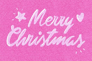 Merry Christmas message on pink glitter background