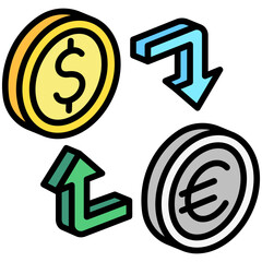 Exchange isometric lineal icon, related to market and economy theme. use for modern concept, UI or UX kit, app, and web development.