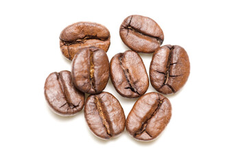 Aromatic Delight: 4K Ultra HD Image of Close-Up of Roasted Coffee Beans on White Background