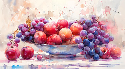 Still life with fruits and flowers