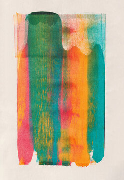 Acrylic monoprint with smooth colour blending