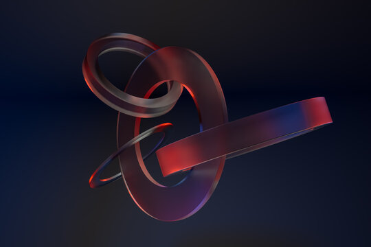 Background of a 3D red and blue objects floating in the air