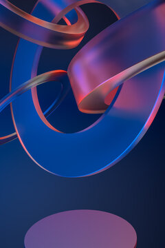 Background of a 3D red and blue objects floating in the air