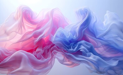 Fototapeta premium Abstract Blue and Pink Liquid Flowing in Air on White Background in 3D Rendering Concept