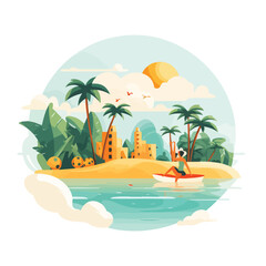 Fototapeta na wymiar Summer Postcard concepts Flat vector illustration is