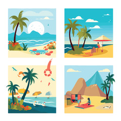 Fototapeta na wymiar Summer Postcard concepts Flat vector illustration is