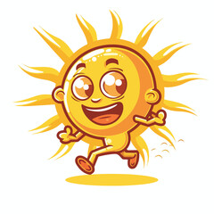 Sun run cartoon. Mascot Character vector. Flat vecto