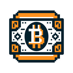 pixel art icon with bitcoin account on white background, pixel graphics