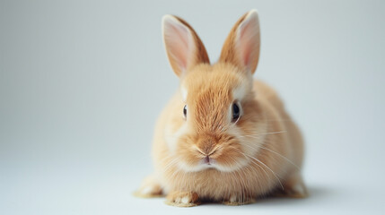 Fototapeta premium Fluffy bunny portrait on seamless background.