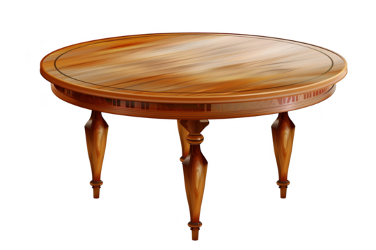 Elegant Wooden Round Table, Classic Furniture Design - A Fine Example of Craftsmanship with Polished Wood and Intricate Details