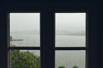 Drops on the window glass