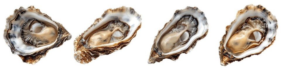 Set of oysters isolated on transparent background