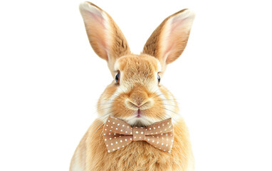 Elegant Easter Bunny Sporting a Dapper Bow Tie Isolated on Transparent Background PNG.