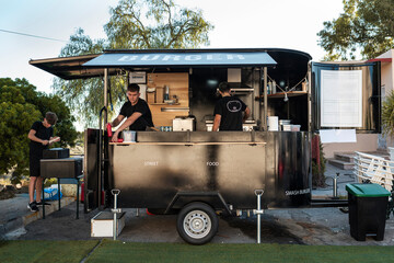 Chef and friends in a small business food truck