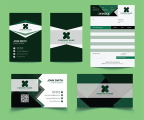 Vertical, Horizontal visiting card and invoice set