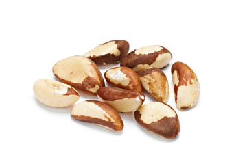 Nutty Delight: 4K Ultra HD Image of Raw Brazil Nuts on White Background