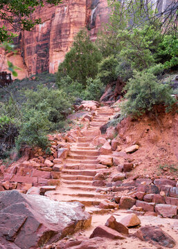 Natural stone steps leading to Angels Landing in Zion National Park