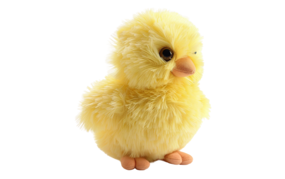Soft and Huggable Easter Chick Plush Toy Isolated on Transparent Background PNG.