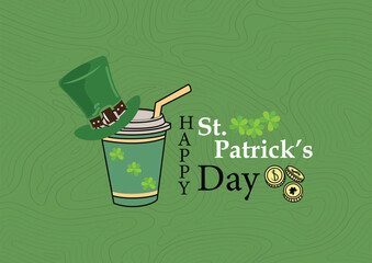 lettering Saint Patrick's Day greetings card with clover shapes