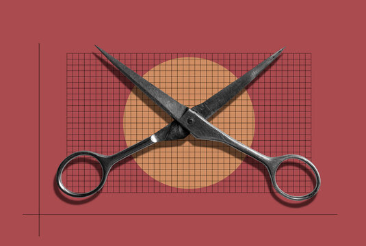 Digital collage with a scissors