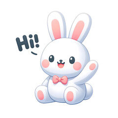 Obraz premium 3D white rabbit say Hi
