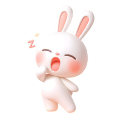 3D white rabbit yarning