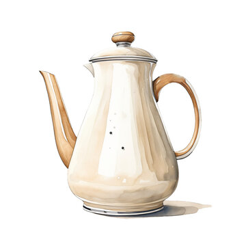 Elegant Watercolor Porcelain Teapot Art