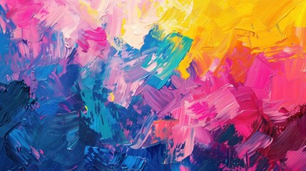 Abstract colorful style with impressionist paint strokes background. AI generated image - obrazy, fototapety, plakaty