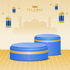 Cultural islamic background with podiums