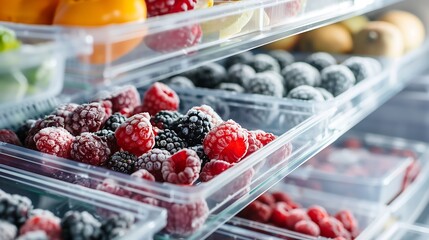 Fototapeta na wymiar Frozen berries in the fridge
