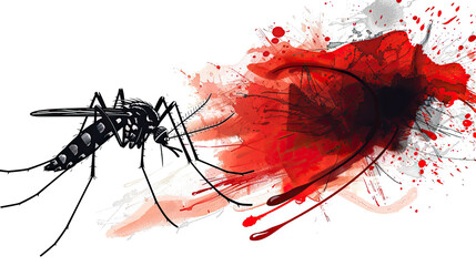 World Malaria Day. illustration of a mosquito sucking up blood, human blood, disease, malaria , World Malaria Day. Template for background, banner, card, poster. vector illustration