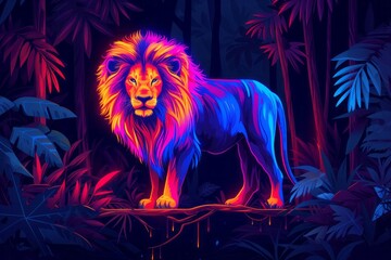 Lion Standing in the Middle of a Jungle