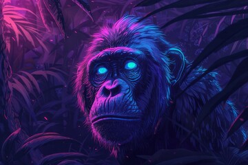 Glowing-eyed Monkey in the Jungle