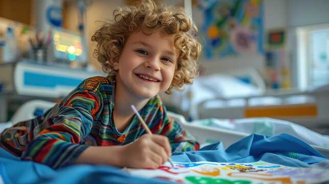 Autism awareness concept , child painting or drawing happily, world autism awareness day, 2 april