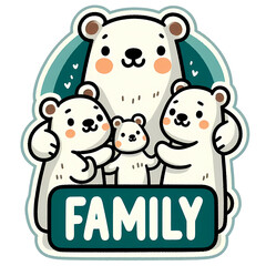 Bear Family: Adorable Clipart Design with sign Family