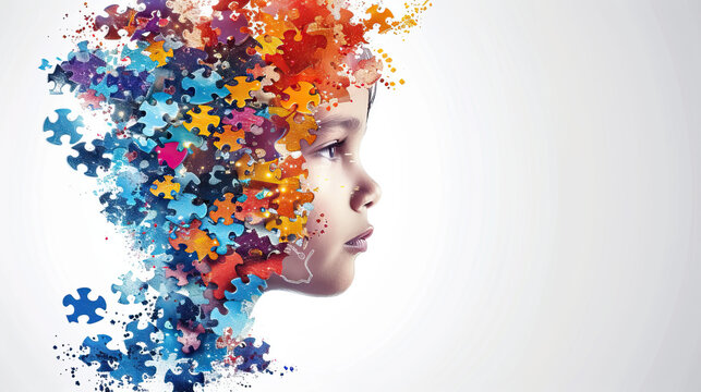 a child with autism , autism awareness ,  Can be used for banners, backgrounds, badge, icon, medical posters, brochures, print and health care awareness campaign for autism