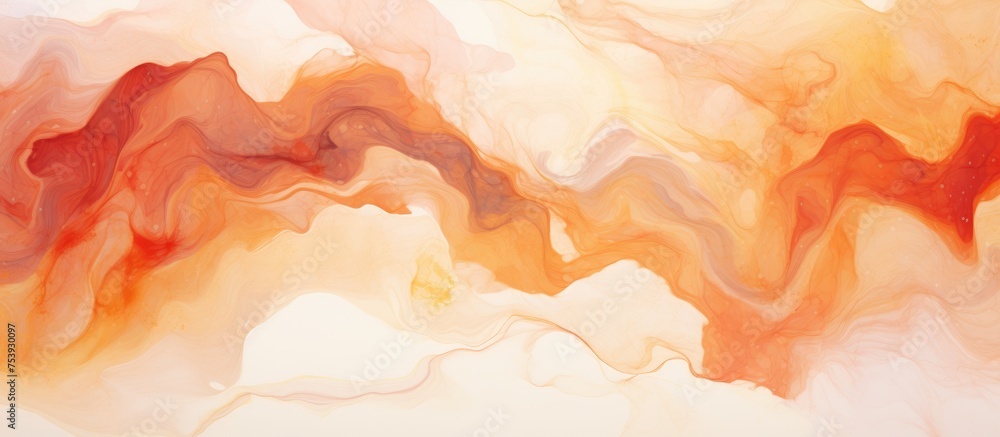 Poster this abstract painting features vibrant hues of red, orange, and white creating a dynamic and visual
