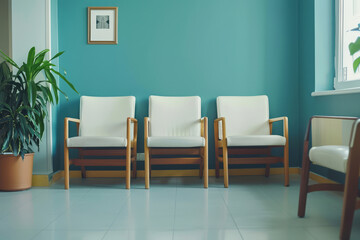 Comfortable armchairs in waiting area. Generative AI